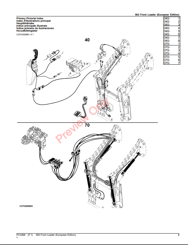 JOHN DEERE FRONT LOADER 583 PC3268 - PARTS CATALOG MANUAL