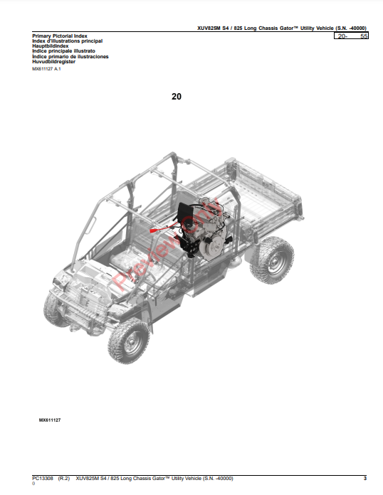 JOHN DEERE XUV825M S4 / 825 LONG CHASSIS GATOR UTILITY VEHICLE (WORLDWIDE EDITION) PC13308 - PARTS CATALOG MANUAL