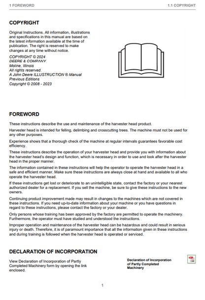 OPERATOR MANUAL - JOHN DEERE H480C (HARVESTING HEADS SERIES) Forestry Harvesting Heads - F670716_44