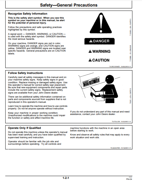 OPERATOR MANUAL - JOHN DEERE 250GLC Construction Excavator OMT351369X19