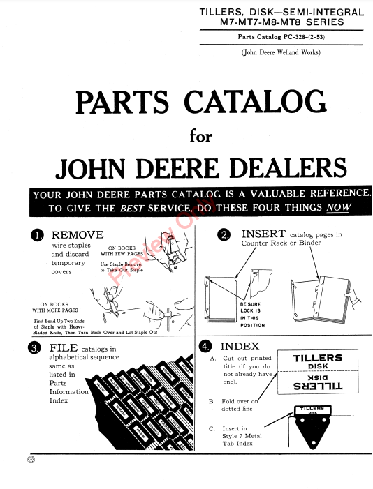 JOHN DEERE SEMI-INTEGRAL DISK TILLERS - M7, MT7, M8, MT8 SERIES PC328 - PARTS CATALOG MANUAL