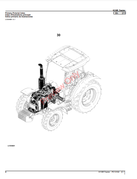 JOHN DEERE 5115R TRACTOR PC13102 - PARTS CATALOG MANUAL