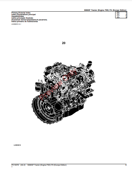 JOHN DEERE 5090GF TRACTOR (ENGINE F5D) IT4 (EUROPE EDITION) PC14078 - PARTS CATALOG MANUAL