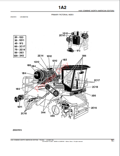 JOHN DEERE 4425 COMBINE PC4204 - PARTS CATALOG MANUAL