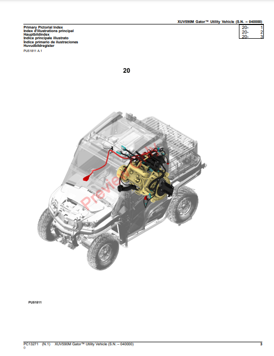 JOHN DEERE XUV590M GATOR UTILITY VEHICLE PC13271 - PARTS CATALOG MANUAL