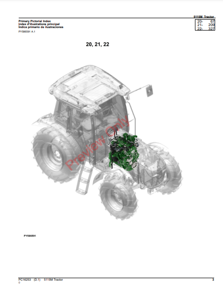 JOHN DEERE 5115M TRACTOR PC16253 - PARTS CATALOG MANUAL