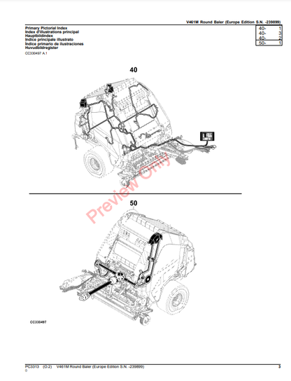 JOHN DEERE V461M ROUND BALER (EUROPE EDITION) PC3313 - PARTS CATALOG MANUAL