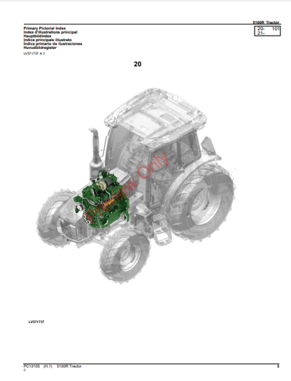 JOHN DEERE 5100R TRACTOR PC13105 - PARTS CATALOG MANUAL