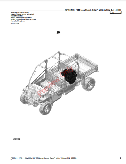 JOHN DEERE XUV855M S4 / 855 LONG CHASSIS GATOR UTILITY VEHICLE PC13311 - PARTS CATALOG MANUAL