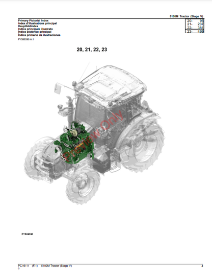 JOHN DEERE 5100M TRACTOR (STAGE V) PC16111 - PARTS CATALOG MANUAL