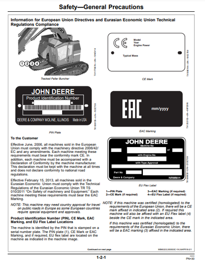 OPERATOR MANUAL - JOHN DEERE 903M,909M,953M,959M FORESTRY TRACKED FELLER BUNCHER OMT335672X19