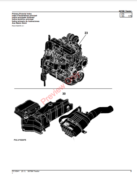 JOHN DEERE 5075M TRACTOR PC10541 - PARTS CATALOG MANUAL