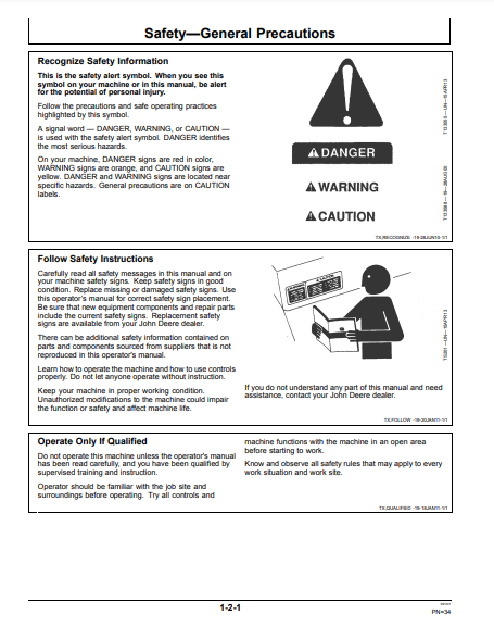 OPERATOR MANUAL - JOHN DEERE 160GLC,180GLC (G SERIES) Construction Excavator OMT364032X19