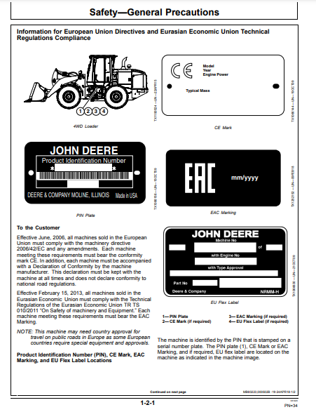 OPERATOR MANUAL - JOHN DEERE 724K Construction Loader OMT344180