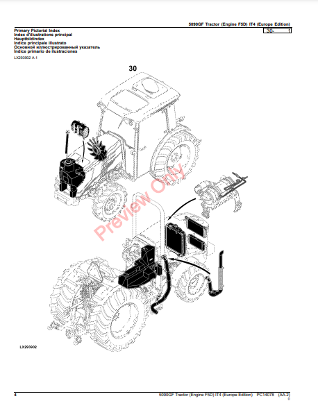 JOHN DEERE 5090GF TRACTOR (ENGINE F5D) IT4 (EUROPE EDITION) PC14078 - PARTS CATALOG MANUAL