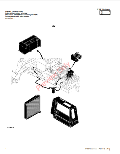 JOHN DEERE W150 WINDROWER PC11613 - PARTS CATALOG MANUAL