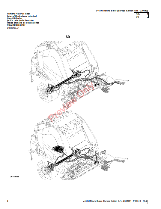 JOHN DEERE V461M ROUND BALER (EUROPE EDITION) PC3313 - PARTS CATALOG MANUAL