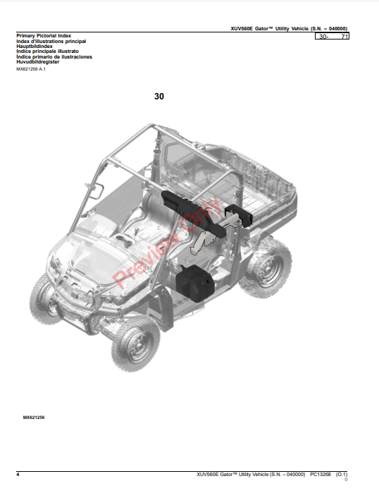 JOHN DEERE XUV 560E GATOR UTILITY VEHICLE PC13268 - PARTS CATALOG MANUAL