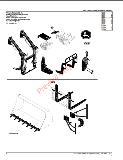 JOHN DEERE FRONT LOADER 583 PC3268 - PARTS CATALOG MANUAL