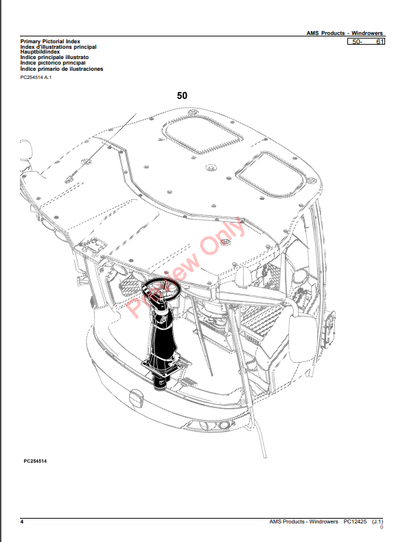 JOHN DEERE AMS PRODUCTS-WINDROWERS PC12425 - PARTS CATALOG MANUAL