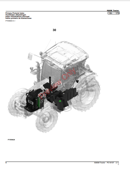 JOHN DEERE 5085M TRACTOR PC16107 - PARTS CATALOG MANUAL