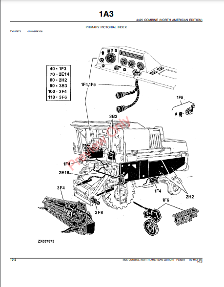 JOHN DEERE 4425 COMBINE PC4204 - PARTS CATALOG MANUAL