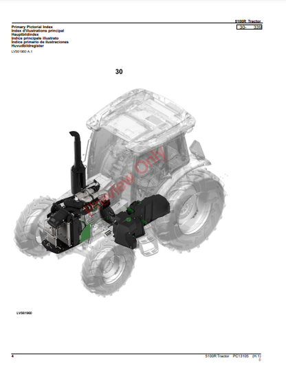 JOHN DEERE 5100R TRACTOR PC13105 - PARTS CATALOG MANUAL