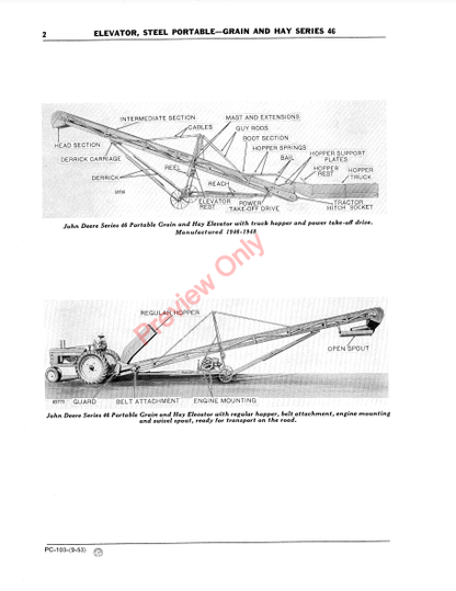 JOHN DEERE 46 GRAIN/HAY ELEVATOR PC103 - PARTS CATALOG MANUAL