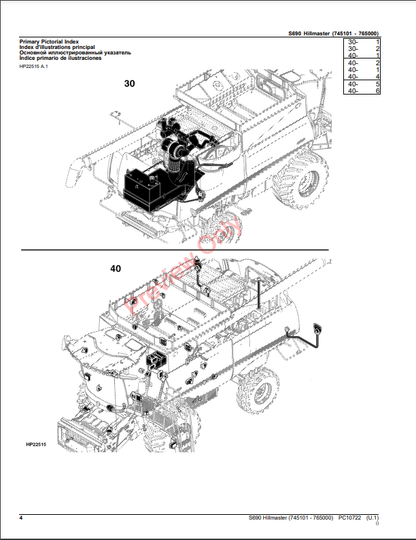 JOHN DEERE S690 HILLMASTER PC10722 - PARTS CATALOG MANUAL