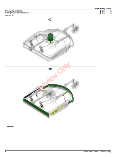 JOHN DEERE RC6M ROTARY CUTTER PC6226 - PARTS CATALOG MANUAL