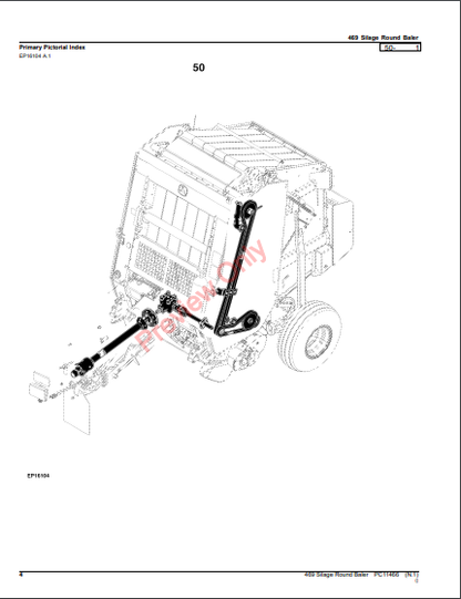 JOHN DEERE 469 SILAGE ROUND BALER PC11466 - PARTS CATALOG MANUAL