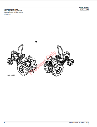 JOHN DEERE 5400N TRATOR PC10967 - PARTS CATALOG MANUAL