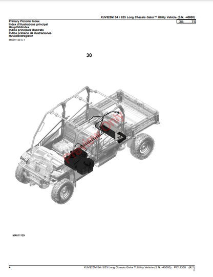 JOHN DEERE XUV825M S4 / 825 LONG CHASSIS GATOR UTILITY VEHICLE (WORLDWIDE EDITION) PC13308 - PARTS CATALOG MANUAL