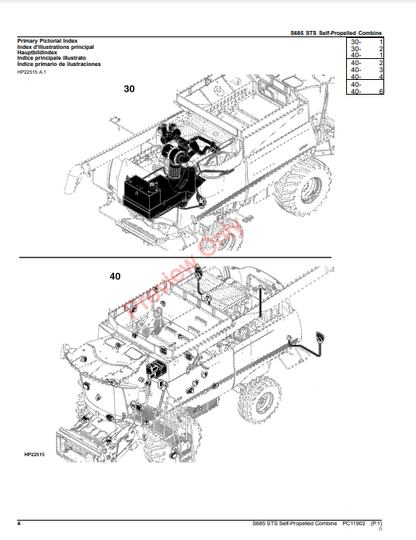 JOHN DEERE S685 STS SELF-PROPELLED COMBINE PC11902 - PARTS CATALOG MANUAL