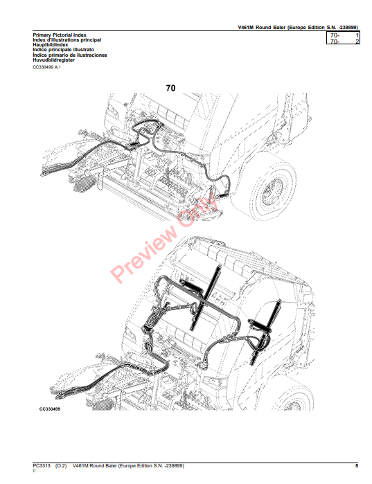 JOHN DEERE V461M ROUND BALER (EUROPE EDITION) PC3313 - PARTS CATALOG MANUAL