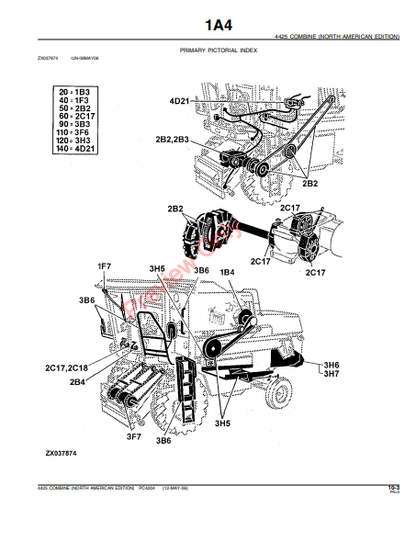 JOHN DEERE 4425 COMBINE PC4204 - PARTS CATALOG MANUAL