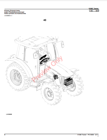 JOHN DEERE 5100E TRACTOR PC12656 - PARTS CATALOG MANUAL