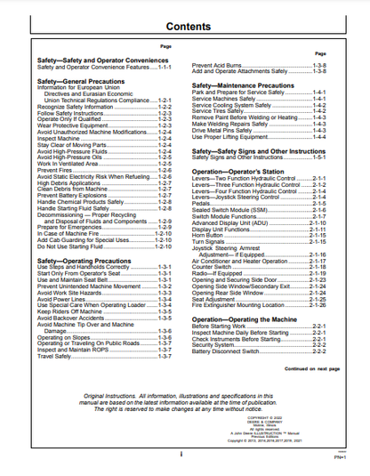 OPERATOR MANUAL - JOHN DEERE 644K (0) Construction Loader OMT344174