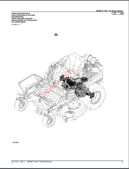 JOHN DEERE Z920M Z-TRAK M SERIES MOWER PC11776 - PARTS CATALOG MANUAL