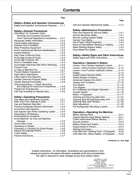 OPERATOR MANUAL - JOHN DEERE 524K SERIES II (0) Construction Loader OMT387133X19