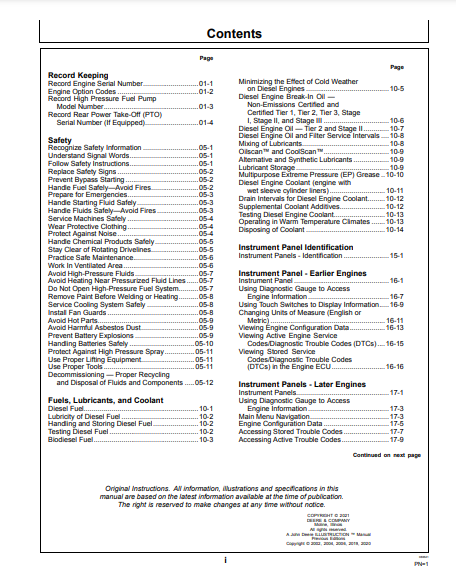 OPERATOR MANUAL - JOHN DEERE 8.1L,6081HF070 (POWERTECH) Construction Engine OMRG34944