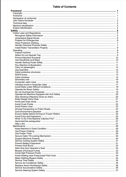 OPERATOR MANUAL - JOHN DEERE 1910E T2 (E SERIES) Forestry Forwarder F670648