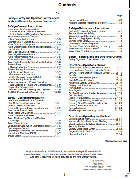 OPERATOR MANUAL - JOHN DEERE 524K SERIES II (0) Construction Loader OMT387130X19