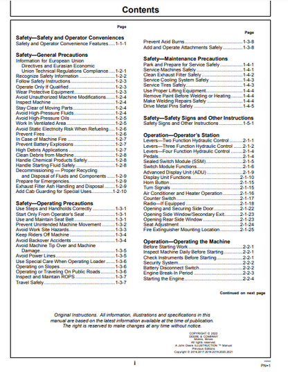 OPERATOR MANUAL - JOHN DEERE 524K SERIES II (0) Construction Loader OMT387130X19