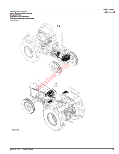 JOHN DEERE 5055E TRACTOR (INDIAN EDITION) PC4716 - PARTS CATALOG MANUAL