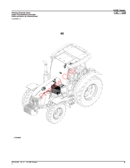 JOHN DEERE 5115R TRACTOR PC13102 - PARTS CATALOG MANUAL