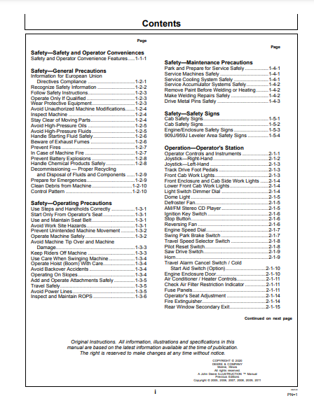 OPERATOR MANUAL - JOHN DEERE 853J,903J,953J,909J,959J,850J,900J,950J (J SERIES) Forestry Tracked Feller Buncher F392597