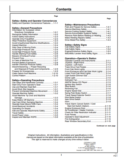 OPERATOR MANUAL - JOHN DEERE 853J,903J,953J,909J,959J,850J,900J,950J (J SERIES) Forestry Tracked Feller Buncher F392597