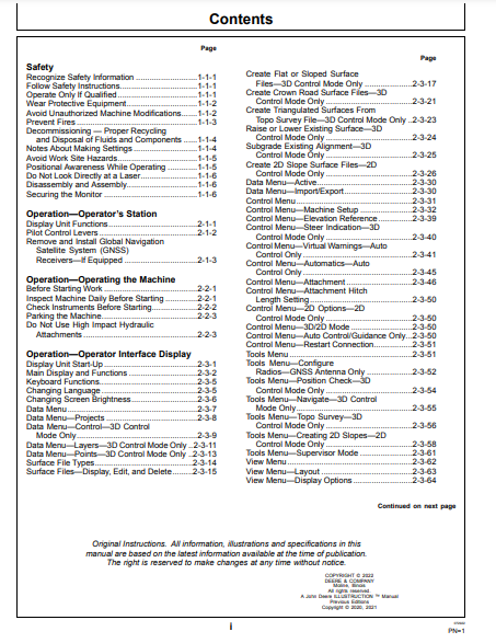 OPERATOR MANUAL - JOHN DEERE SMARTGRADE,210G,210GLC,350GLC,470GLC Forestry Excavator OMT443615X019