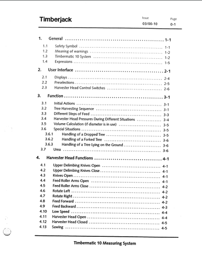 F059795 - JOHN DEERE TIMBERMATIC 10 Forestry Measuring Systems OPERATOR MANUAL